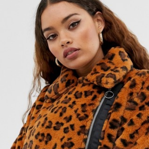 Brave Soul Carla Faux Fur Leopard Jacket- 4P- NWT - Picture 3 of 16